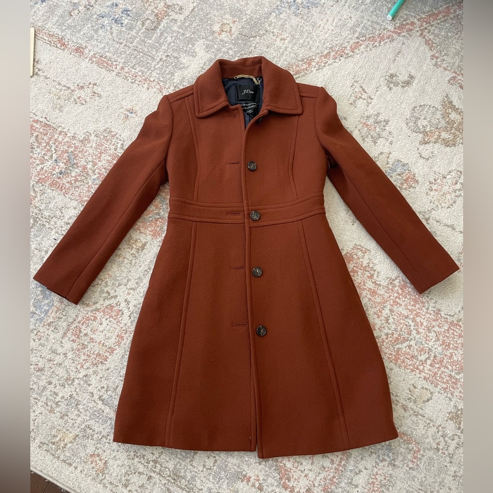 J. Crew Classic lady day coat in Italian double-cloth wool with Thinsulate SZ 0P